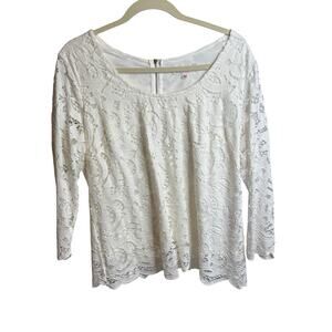 Nanette Lepore Women's White Lace Top Size L‎ Angelic Ethereal Boho Feminine